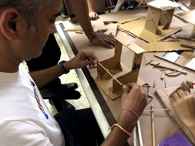 Cardboard automata during residency at Paper Crane Labs